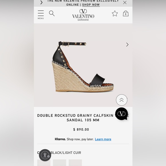 Double Rockstud Valentino Garavani Grainy Calfskin Wedge Sandal - NWT! 2023 - Picture 5 of 7